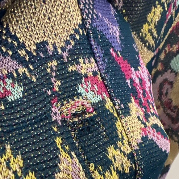 Missoni 1970s Vintage Metallic Knit Butterfly One Button Cardigan VGVC Sweater
